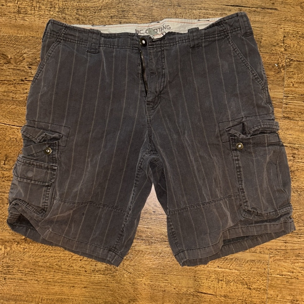 BC Clothing men's pinstriped cargo shorts